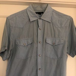 Banana Rebuplic blue checkered button down - small